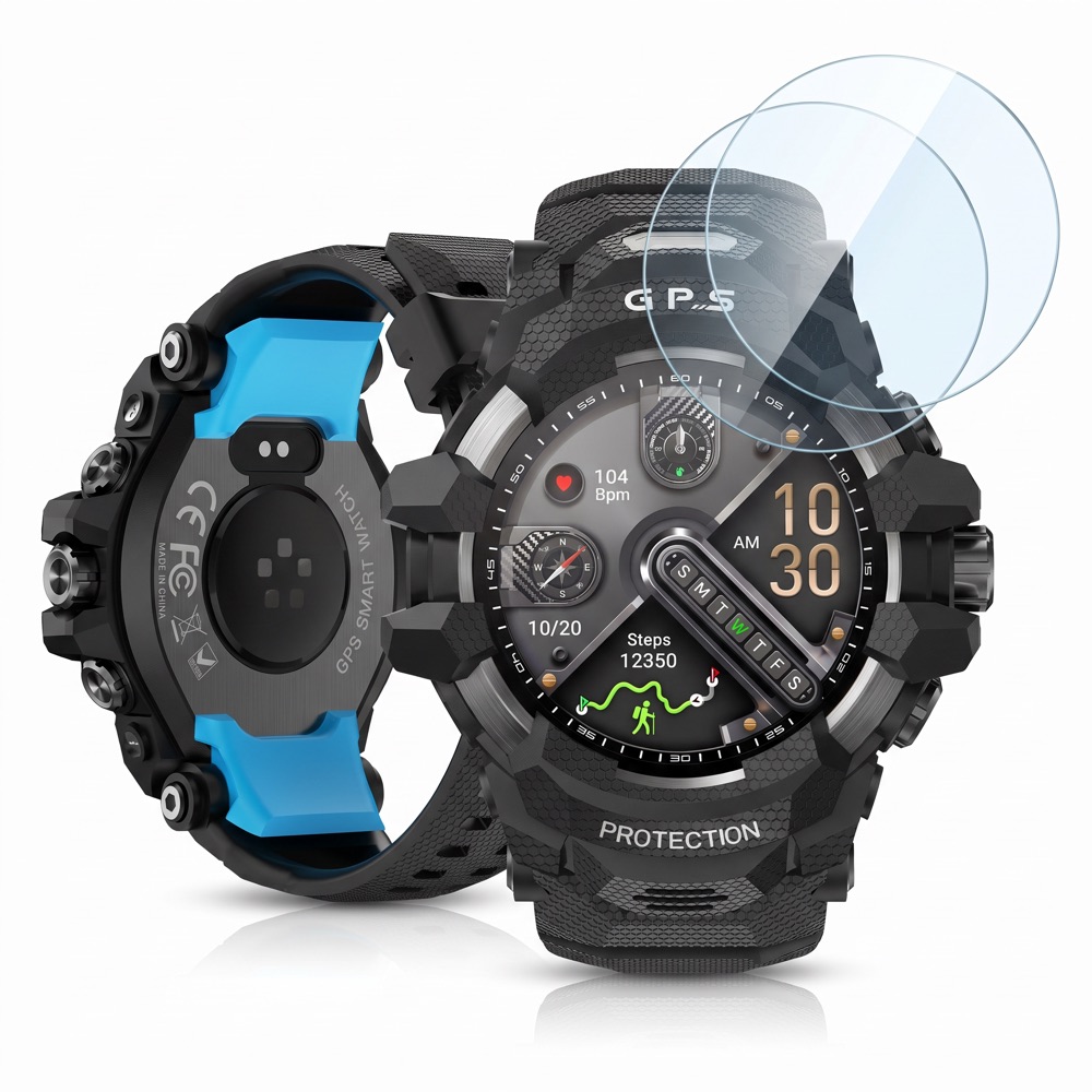 Zawartość zestawu X-RAPTOR: smartwatch i 2 szkła hartowane na ekran